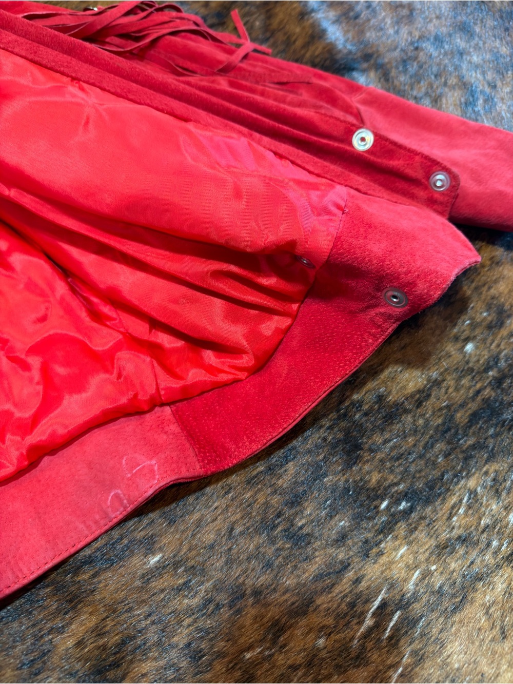 Rare Vintage Excellent Stylists NYC Fringe Red Suede Jacket Western  Boho-Size M - Picture 9 of 14